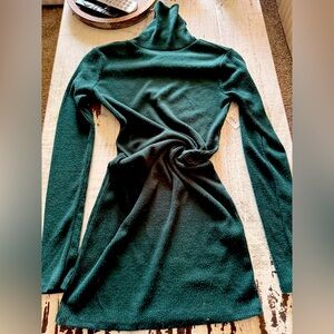 Forest Green Turtleneck Sweater Dress